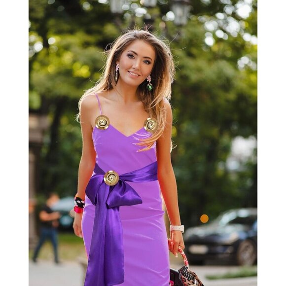 Halloween Costume Accessories Women Purple Belt Brooch Hairband Dress Up